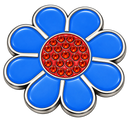 Hippie Flower Blue & Red Crystal Ball Marker & Hat Clip by ReadyGOLF