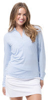 SanSoleil: Ladies UPF 50 Melange Stripe Zip Mock - 900453MM
