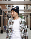 HAAKWEAR Midnight Black Beanie Hat - Classic Cuffed Knit - Made in USA