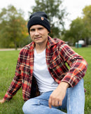 HAAKWEAR Midnight Black Beanie Hat - Classic Cuffed Knit - Made in USA