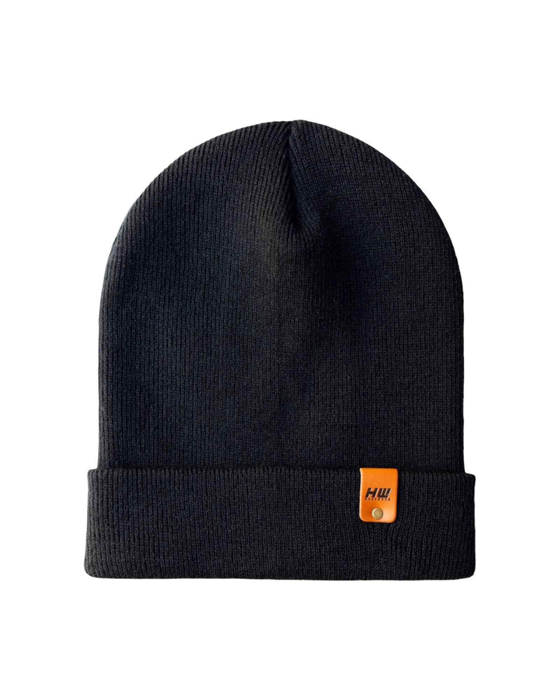 HAAKWEAR Midnight Black Beanie Hat - Classic Cuffed Knit - Made in USA