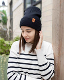 HAAKWEAR Midnight Black Beanie Hat - Classic Cuffed Knit - Made in USA