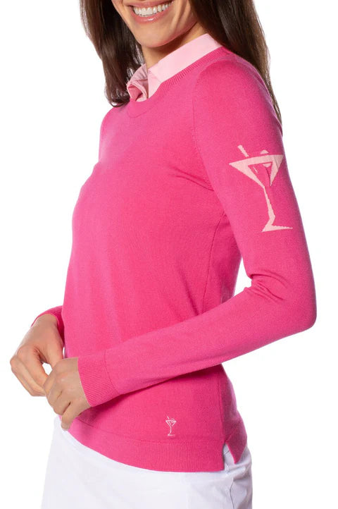 Golftini: Women's Martini Crewneck Sweater - Hot Pink