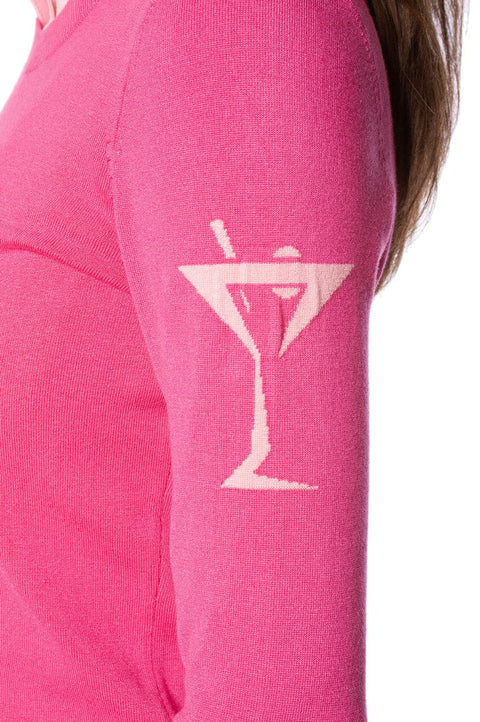 Golftini: Women's Martini Crewneck Sweater - Hot Pink