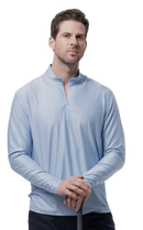 SanSoleil: Men's UPF 50 SolTek Ice Check 1/4 Zip Melange Mock - 900838 Clothing