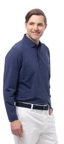 SanSoleil: Men's UPF 50 SolAir Cool Print Long Sleeve Polo - 900841P