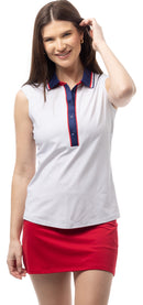 SanSoleil: Ladies UPF 50 SolAir Cool Ultra-Mesh Sleeveless Polo - Betsy White 900657P