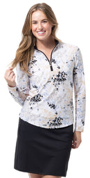 SanSoleil: Ladies Soltek Lux Long Sleeve Print Mock - 900621
