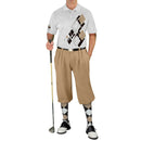 Golf Knickers: Mens Argyle Utopia Golf Shirt - MMMM: Black/Khaki/White Clothing