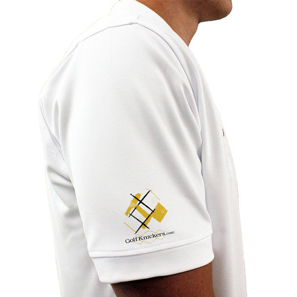 Golf Knickers: Mens Argyle Utopia Golf Shirt - FFF: Gold/White