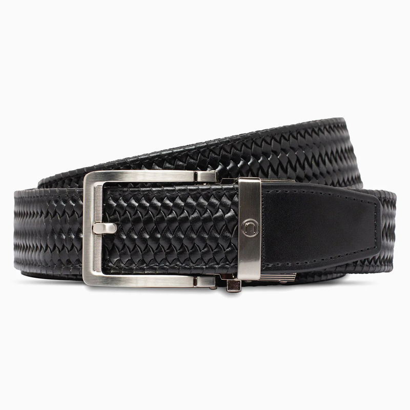 Nexbelt: Men's Braided Leather Golf Ratchet Belt - Black 1.38" [35MM]