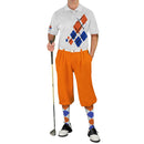 Golf Knickers: Mens Argyle Utopia Golf Shirt - RRRR: White/Royal/Orange Clothing