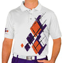 Golf Knickers: Mens Argyle Utopia Golf Shirt - LL: Purple/Orange/White Clothing
