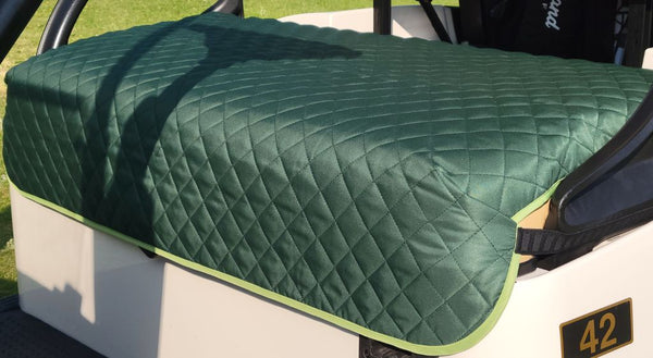 GolfChic: Golf Cart Seat Cover - Racer Green Quilted with Grass Green Binding