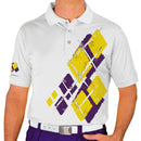 Golf Knickers: Mens Argyle Utopia Golf Shirt - JJ: Purple/Yellow Clothing