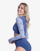 BloqUV x JANTZEN Collab: Women's UPF 50+ Everyday Crop Top (4015J) - Moroccan Tiles Clothing