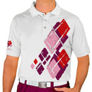 Golf Knickers: Mens Argyle Utopia Golf Shirt - 6V: Maroon/Pink/Red Clothing