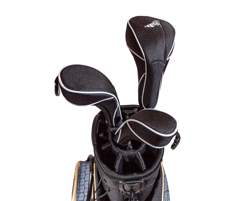 Sassy Caddy: Ladies Golf Headcovers (Set of 3) - Black with White Piping