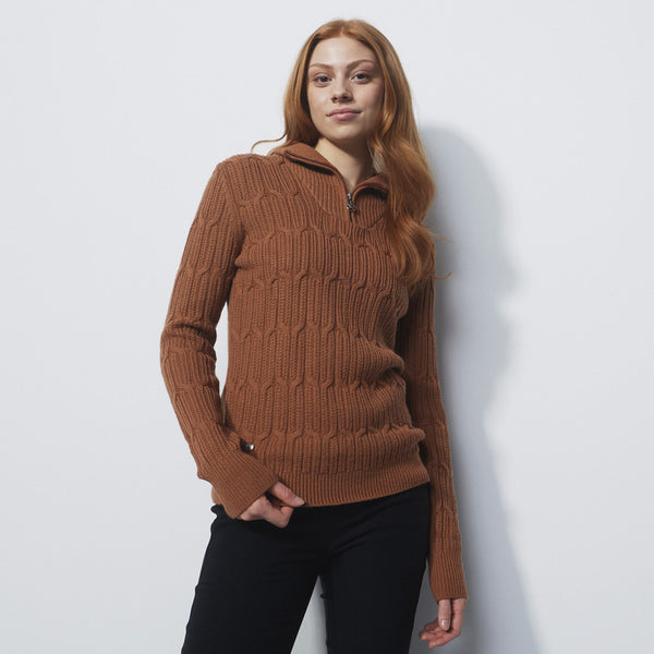 Daily Sports: Women's Olivet Cable Knit Pullover Lined - Cinnamon