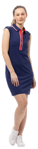 SanSoleil: Ladies UPF 50 SolStyle Cool Sleeveless Collar Dress - Betsy Navy 900725