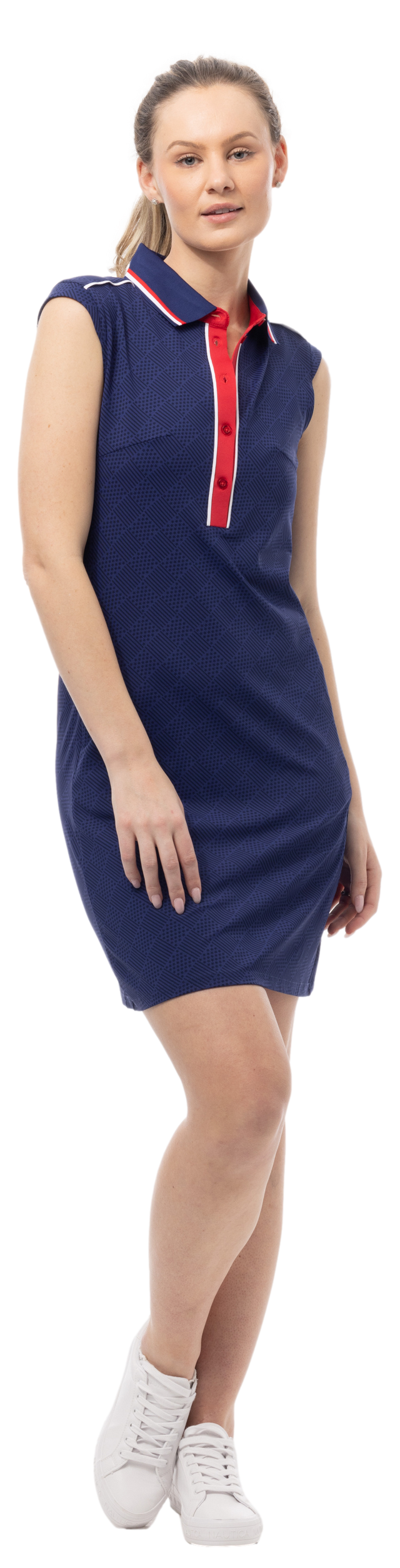 SanSoleil: Ladies UPF 50 SolStyle Cool Sleeveless Collar Dress - Betsy Navy 900725
