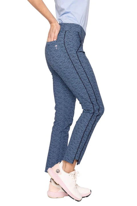 Golftini: Women's Pull-On Stretch Ankle Pant - Blue Swirl