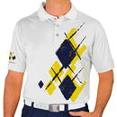 Golf Knickers: Mens Argyle Utopia Golf Shirt - 5Z: Yellow/Navy/White Clothing