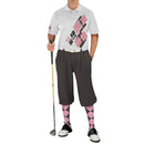 Golf Knickers: Mens Argyle Utopia Golf Shirt - 6A: Charcoal/Pink Clothing