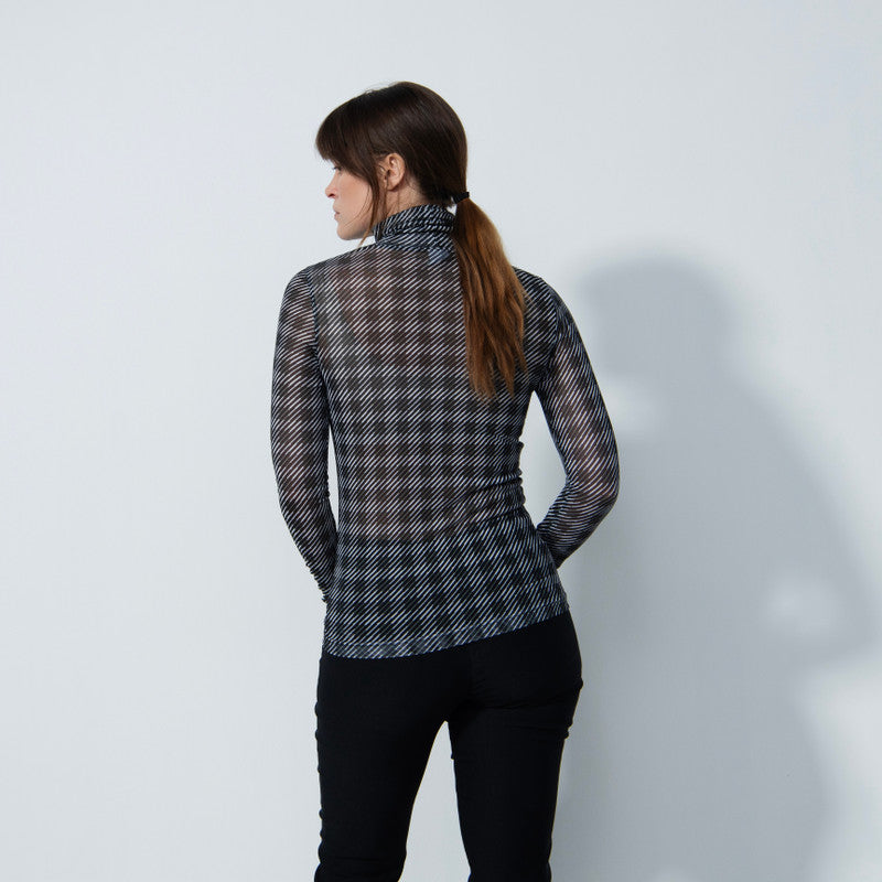 Daily Sports: Women's Barrie Printed Check Mesh Roll Neck Long Sleeve Top