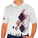 Golf Knickers: Mens Argyle Utopia Golf Shirt - H: Taupe/Navy/White Clothing