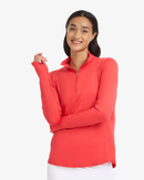BloqUV: Women's UPF 50 Relaxed Mock Zip Top (3002) - Lava Red