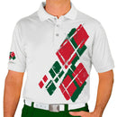 Golf Knickers: Mens Argyle Utopia Golf Shirt - WW: Dark Green/Red Clothing