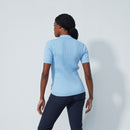Daily Sports: Women's Madelene Cable Knit Short Sleeve Polo Shirt - Belle Blue Shirts & Tops