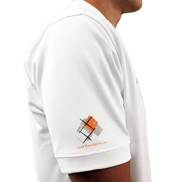 Golf Knickers: Mens Argyle Utopia Golf Shirt - 6X: Taupe/Orange/White