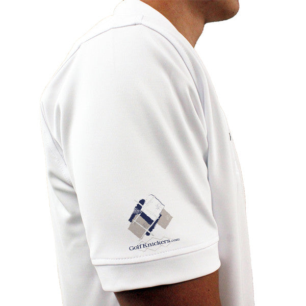 Golf Knickers: Mens Argyle Utopia Golf Shirt - FFFF: Navy/Taupe/White