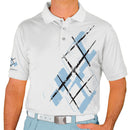 Golf Knickers: Mens Argyle Utopia Golf Shirt - EE: Light Blue/White Clothing