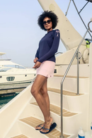 Golftini: Women's Martini Hoodie - Navy/Rose Pink
