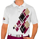 Golf Knickers: Mens Argyle Utopia Golf Shirt - CCCC: Maroon/Black/Khaki Clothing