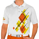 Golf Knickers: Mens Argyle Utopia Golf Shirt - TTT: Yellow/Orange/White Clothing