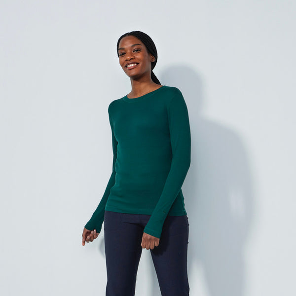 Daily Sports: Women's Ancona Long Sleeve Round Neck Top- Nori Green