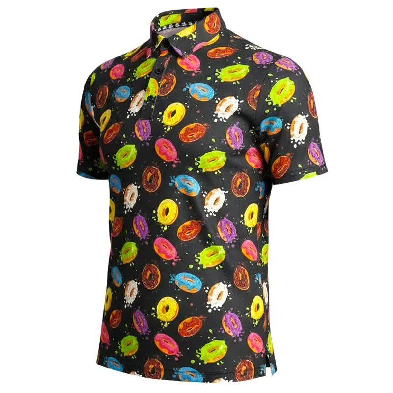 Tattoo Golf:  Men's Cool-Stretch Performance Golf Shirt - Glazed & Confused (Multicolor)