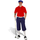 Golf Knickers: Men's Classic Golf Outfit - Navy, White & Red