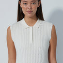 Daily Sports: Women's Madelene Cable Knit Sleeveless Polo Shirt- White