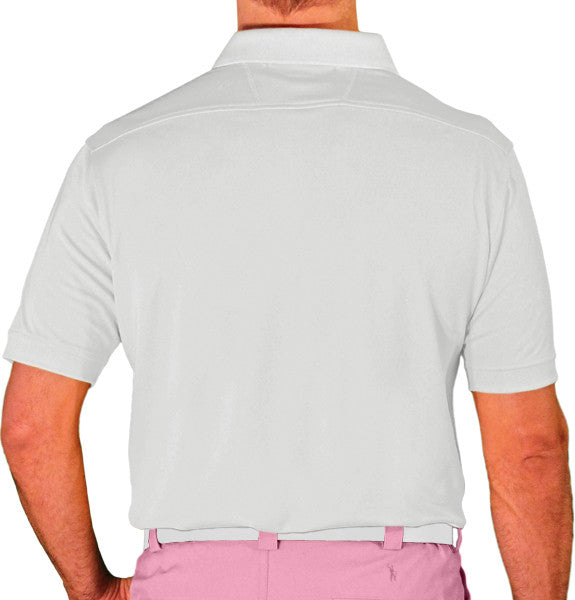 Golf Knickers: Mens Argyle Utopia Golf Shirt - VVV: Pink/Maroon/White