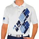 Golf Knickers: Mens Argyle Utopia Golf Shirt - 6S: Navy/Royal/Light Blue Clothing