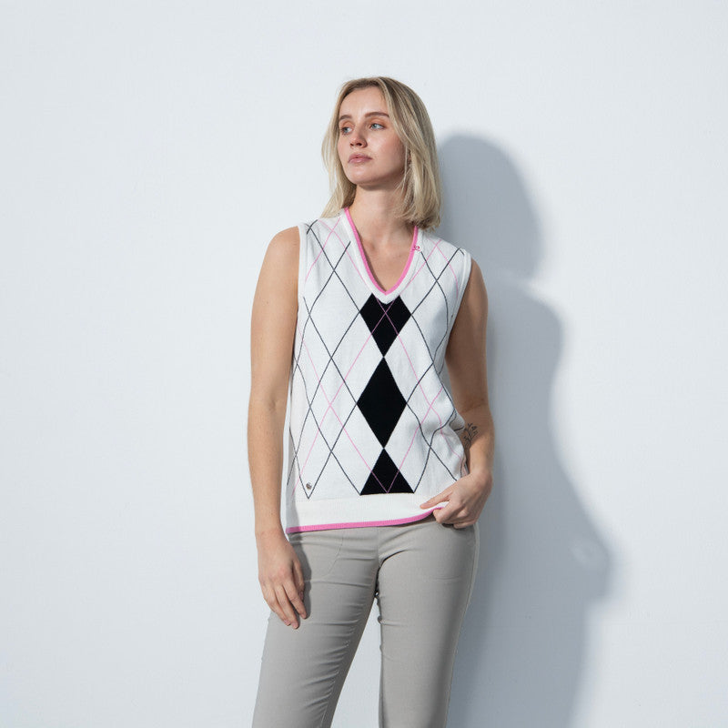 Daily Sports: Women's Taormina Argyle Sweater Vest - Black White