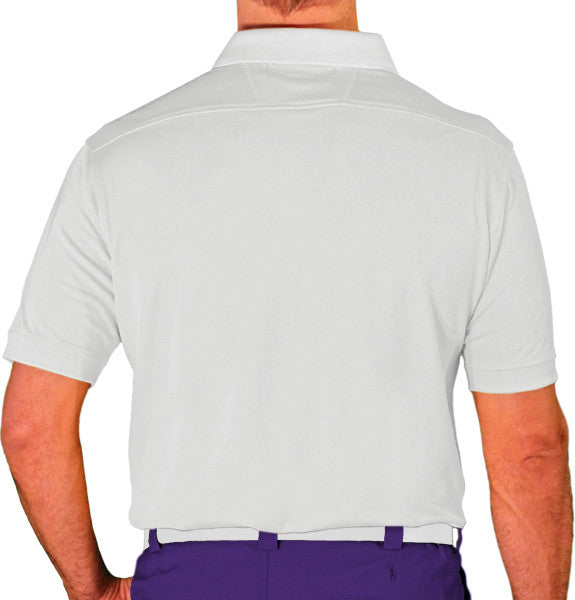 Golf Knickers: Mens Argyle Utopia Golf Shirt - ZZZ: Purple/Taupe/White