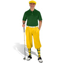 Golf Knickers: Men's Classic Golf Outfit - Yellow & Dark Green