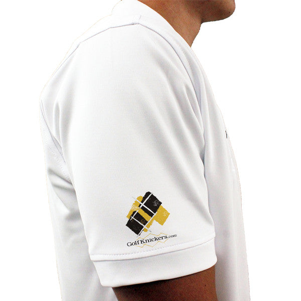 Golf Knickers: Mens Argyle Utopia Golf Shirt - SS: Gold/Black