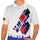 Golf Knickers: Mens Argyle Utopia Golf Shirt - 5J: Royal/Red/Black Clothing